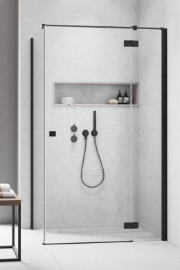 Wpisz KOD: PROMO - 10% Radaway Essenza New Black KDJ drzwi prysznicowe 80 cm prawe czarny mat/szkło przezroczyste 1385043-54-01R