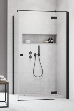 Wpisz KOD: PROMO - 10% Radaway Essenza New Black KDJ drzwi prysznicowe 90 cm lewe czarny mat/szkło przezroczyste 1385044-54-01L