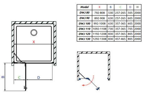 Wpisz KOD: PROMO - 10% Radaway Essenza Pro Black DWJ drzwi prysznicowe 90 cm wnękowe lewe czarny mat/szkło przezroczyste 10099090-54-01L
