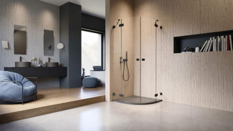 Wpisz KOD: PROMO - 10% Radaway Essenza Pro Black PDD kabina prysznicowa część lewa 90x90 cm półokrągła 10095090-54-01L