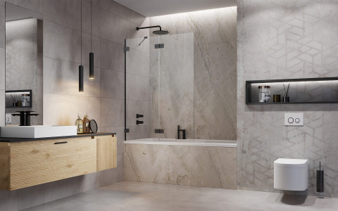 Radaway Essenza Pro Brushed Gunmetal PND II parawan nawannowy 100 cm lewy gunmetal szczotkowa/szkło przezroczys 10102100-92-01L