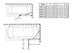 Radaway Essenza Pro Gold PND II parawan nawannowy 100 cm prawy złoty/szkło przezroczyste 10102100-09-01R