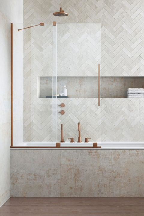 Wpisz KOD: PROMO - 10% Radaway Furo Brushed Copper PND II parawan nawannowy 100 cm lewy miedź szczotkowa/szkło przezrocz 10109538-93-01L/10112494-01-01