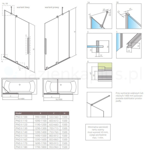 Wpisz KOD: PROMO - 10% Radaway Furo Brushed Copper PND II parawan nawannowy 100 cm lewy miedź szczotkowa/szkło przezrocz 10109538-93-01L/10112494-01-01