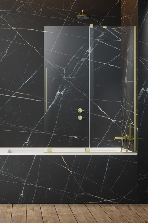 Wpisz KOD: PROMO - 10% Radaway Furo Brushed Gold PND II parawan nawannowy 100 cm prawy złoty szczotkowa/szkło przezroczy 10109538-99-01R/10112494-01-01