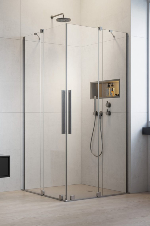 Wpisz KOD: PROMO - 10% Radaway Furo Brushed Nickel KDD kabina prysznicowa część prawa 100x100 cm nikiel szczotkowany/szkło przezroc 10105100-91-01R