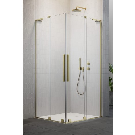 Wpisz KOD: PROMO - 10% Radaway Furo SL Brushed Gold KDD kabina prysznicowa część lewa 100x100 cm kwadratowa 10305100-99-01L