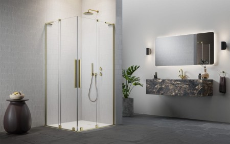 Wpisz KOD: PROMO - 10% Radaway Furo SL Brushed Gold KDD kabina prysznicowa część prawa 100x100 cm kwadratowa 10305100-99-01R