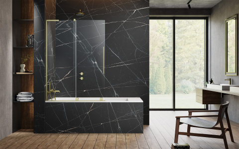 Wpisz KOD: PROMO - 10% Radaway Furo SL Brushed Gold PND II parawan nawannowy 100 cm lewy złoty szczotkow/szkło przezrocz 10309538-99-01L/10112494-01-01