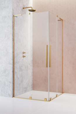 Wpisz KOD: PROMO - 10% Radaway Furo SL Gold KDD kabina prysznicowa część lewa 90x90 cm kwadratowa złoty połysk/szkło przezroczyste 10305090-09-01L