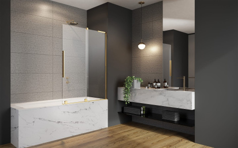 Wpisz KOD: PROMO - 10% Radaway Furo SL Gold PND II parawan nawannowy 100 cm prawy złoty połysk/szkło przezroczyste 10309538-09-01R/10112494-01-01