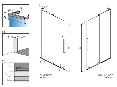 Wpisz KOD: PROMO - 10% Radaway Furo SLPND II parawan nawannowy 100 cm prawy gunmetal szczotkowany/szkło przezroczyste 10309538-92-01R/10112494-01-01