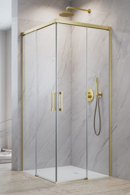 Wpisz KOD: PROMO - 10% Radaway Idea 8 Brushed Gold KDD kabina prysznicowa część lewa 90x90 cm złoty szczotkowany/szkło przezroczyste 10370090-99-01L