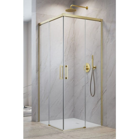 Wpisz KOD: PROMO - 10% Radaway Idea 8 Brushed Gold KDD kabina prysznicowa część prawa 90x90 cm kwadratow złoty szczotko/szkło przezrocz 10370090-99-01R