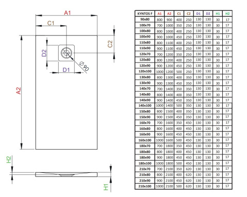 Radaway Kyntos F brodzik 210x80 cm prostokątny biały HKF21080-04