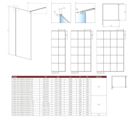 Wpisz KOD: PROMO - 10% Radaway Modo New Black II Factory Walk-In ścianka prysznicowa 110 cm czarny mat/szkło factory 389114-54-55
