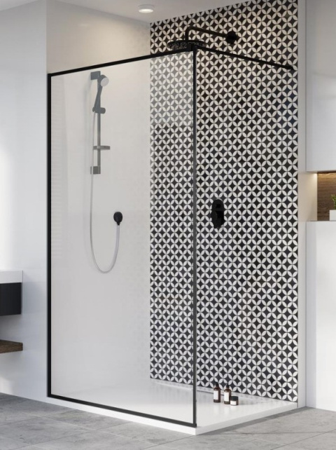Wpisz KOD: PROMO - 10% Radaway Modo New Black II Frame Walk-In ścianka prysznicowa 110 cm wolnostojąca czarny mat/szkło frame 389114-54-56