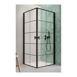 Radaway Nes 8 Black KDD I drzwi prysznicowe 90 cm prawe czarny mat/szkło Factory 10071090-54-55R