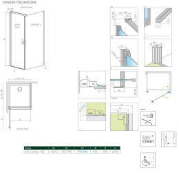 Radaway Nes 8 Black KDJ I drzwi prysznicowe 100 cm lewe czarny mat/szkło przezroczyste 10072100-54-01L