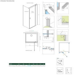 Radaway Nes 8 Black KDJ II drzwi prysznicowe 100 cm prawe czarny mat/szkło przezroczyste 10086100-54-01R