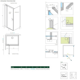Radaway Nes 8 Black KDJ II drzwi prysznicowe 80 cm lewe czarny mat/szkło przezroczyste 10086080-54-01L