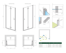 Radaway Nes Black DWB drzwi prysznicowe 80 cm wnękowe lewe czarny mat/szkło przezroczyste 10029080-54-01L
