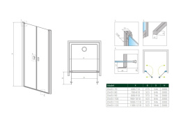 Radaway Nes Black DWD I drzwi prysznicowe 110 cm czarny mat/szkło przezroczyste 10027110-54-01