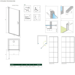 Radaway Nes Black DWJ I drzwi prysznicowe 70 cm lewe czarny mat/szkło Factory 10026070-54-55L