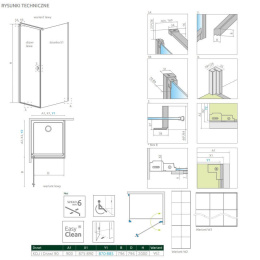 Radaway Nes Black KDJ I Factory drzwi prysznicowe 90 cm lewe czarny mat/szkło Factory 10022090-54-55L
