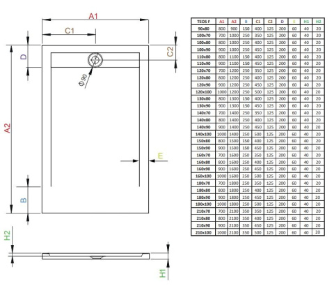 Radaway Teos F brodzik prostokątny 140x90 cm czarny HTF14090-54