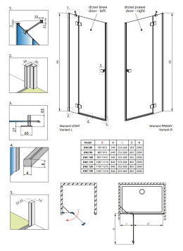 Wpisz KOD: PROMO - 10% Radaway Essenza New Black DWJ drzwi prysznicowe 80 cm lewe czarny mat/szkło przezroczyste 1385012-54-01L