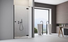 Wpisz KOD: PROMO - 10% Radaway Essenza New Black DWJ drzwi prysznicowe 80 cm prawe czarny mat/szkło przezroczyste 1385012-54-01R