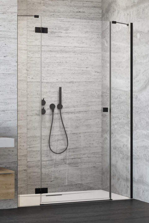 Wpisz KOD: PROMO - 10% Radaway Essenza New Black DWJS drzwi prysznicowe 70,5 cm prawe czarny mat/szkło przezroczyste 1385032-54-01R