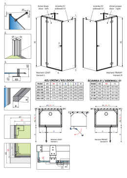 Wpisz KOD: PROMO - 10% Radaway Essenza New Black KDJ+S drzwi prysznicowe 80 cm prawe czarny mat/szkło przezroczyste 1385021-54-01R