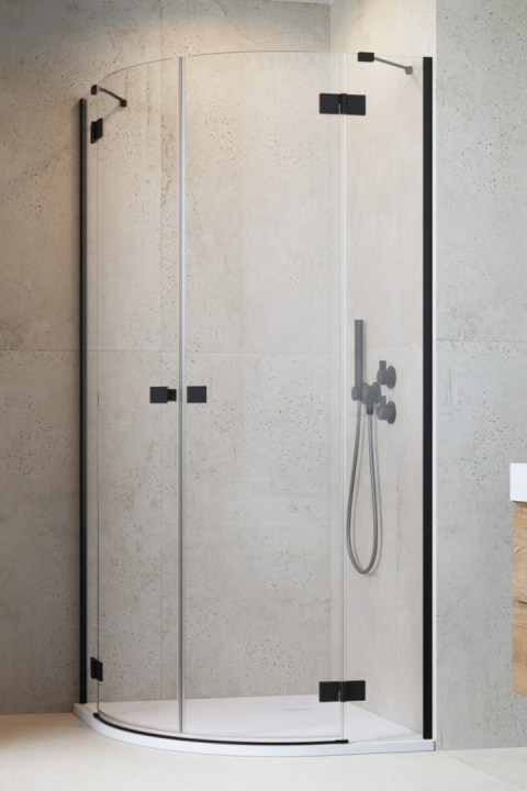 Wpisz KOD: PROMO - 10% Radaway Essenza New Black PDD drzwi prysznicowe 90 cm lewe czarny mat/szkło przezroczyste 1385001-54-01L