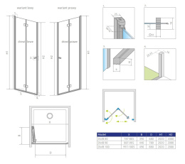 Wpisz KOD: PROMO - 10% Radaway Essenza New DWB drzwi prysznicowe 90 cm lewe chrom/szkło przezroczyste 385076-01-01L