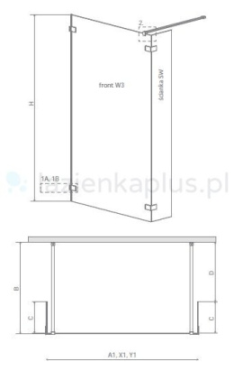 Radaway Euphoria Walk-In ścianka frontowa W3 140 383136-01-01