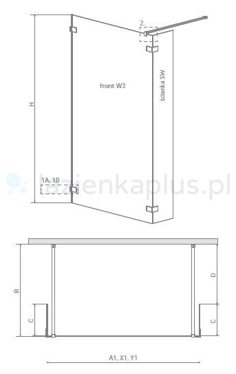 Radaway Euphoria Walk-In ścianka frontowa W3 140 383136-01-01