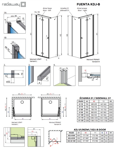 Radaway Fuenta Chrome KDJ B drzwi prysznicowe 90 cm uchylne chrom połysk/szkło przezroczyste 1384082-01-01R