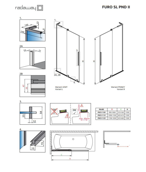 Wpisz KOD: PROMO - 10% Radaway Furo SL PND II parawan nawannowy 100 cm prawy chrom połysk/szkło przezroczyste 10309538-01-01R/10112494-01-01