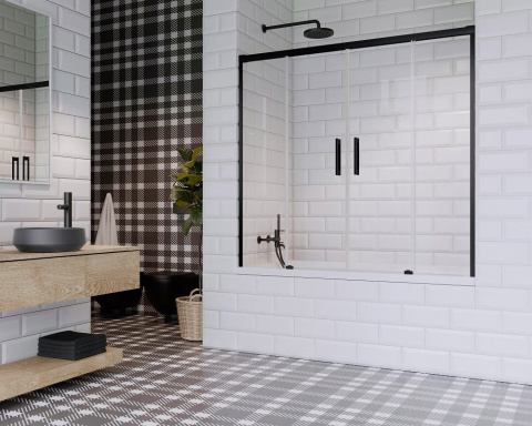 Wpisz KOD: PROMO - 10% Radaway Idea Black PN DWD parawan nawannowy 150 cm czarny mat/szkło przezroczyste 10004150-54-01