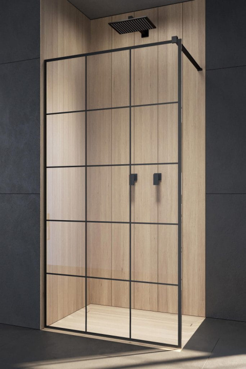 Wpisz KOD: PROMO - 10% Radaway Modo New Black II Factory Walk-In ścianka prysznicowa 100 cm czarny mat/szkło factory 389104-54-55