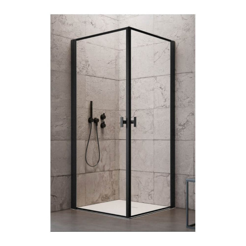 Radaway Nes 8 Black KDD drzwi prysznicowe 80 cm uchylne czarny mat/szkło ze wzorem 10071080-54-56L
