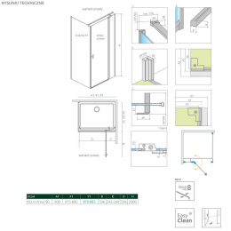 Radaway Nes 8 KDJ II drzwi prysznicowe 90 cm lewe chrom/szkło przezroczyste 10086090-01-01L