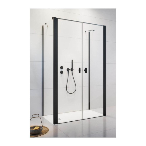 Radaway Nes Black DWD+2S drzwi prysznicowe 100 cm czarny mat/szkło przezroczyste 10035100-54-01