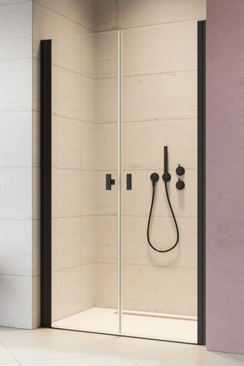 Radaway Nes Black DWD drzwi prysznicowe 80 cm uchylne czarny mat/szkło przezroczyste 10027080-54-01