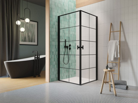 Radaway Nes Black KDD I drzwi prysznicowe 100 cm lewe czarny mat/szkło Factory 10021100-54-55L