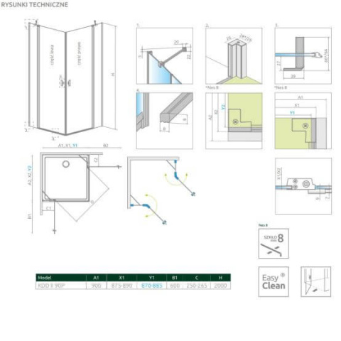 Radaway Nes Black KDD II kabina prysznicowa część lewa 90x90 cm kwadratowa 10085090-54-01L