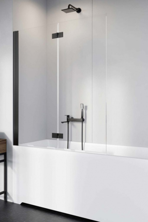 Radaway Nes Black PND I parawan nawannowy 120 cm 2-częściowy czarny mat/szkło przezroczyste 10010120-54-01R