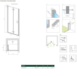 Radaway Nes DWB drzwi prysznicowe 80 cm prawe chrom/szkło przezroczyste 10029080-01-01R